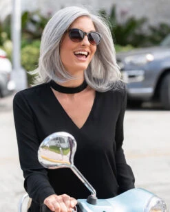 Zoey | Lace Front & Monofilament Human Hair Blend Wig By Envy 21 Zoey | Lace Front & Monofilament Human Hair Blend Wig By Envy -Gabor Store EV37012 Zoey MediumGrey w