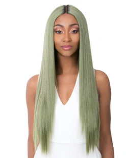 Paulonia | Lace Part Synthetic Wig By It's A Wig -Gabor Store IW30013 Paulonia ATTOliveGreen main