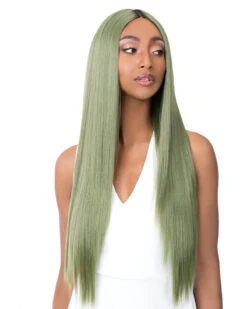 Paulonia | Lace Part Synthetic Wig By It's A Wig -Gabor Store IW30013 Paulonia ATTOliveGreen side