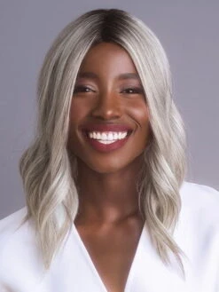 High Heat Mid Wavy Topper | Synthetic Hair Topper (Lace Part) 24 High Heat Mid Wavy Topper | Synthetic Hair Topper (Lace Part) -Gabor Store Wavy Topper Silver Brown MR 3